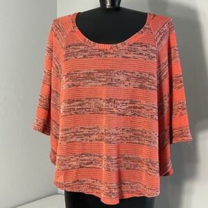 Maurice's Half Sleeve Batwing Sweater Women's L Lightweight Crochet Fall Colors